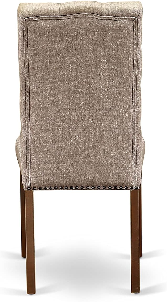 East West Furniture CAEL5-MAH-16 5 Piece Dining Table Set for 4 Includes a Rectangle Kitchen Table and 4 Dark Khaki Linen Fabric Parsons Dining Chairs, 36x60 Inch, Linen White