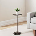 Drink Table Set of 2, Small Round Pedestal Side Table with Carved Top for Living Room, Bedroom, Small Space, Corners and Office, Brown