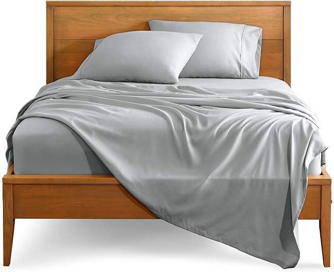 Bare Home Full Extra Long Sheet Set - 1800 Ultra-Soft Microfiber Full XL Bed Sheets - Double Brushed - Deep Pockets - Easy Fit - 4 Piece Set - Bed Sheets (Full XL, French Grey)