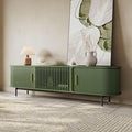 POVISON Fully-Assembled Modern Green TV Stand with Tambour Doors, Fluted TV Media Console for 75 Inch TVs, Sliding Door Entertainment Center with Storage for Living Room (Green, 78.74")
