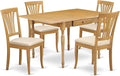 East West Furniture MZAV5-OAK-C 5 Piece Dinette Set for 4 Includes a Rectangle Dining Room Table with Dropleaf and 4 Linen Fabric Kitchen Dining Chairs, 36x54 Inch, Oak