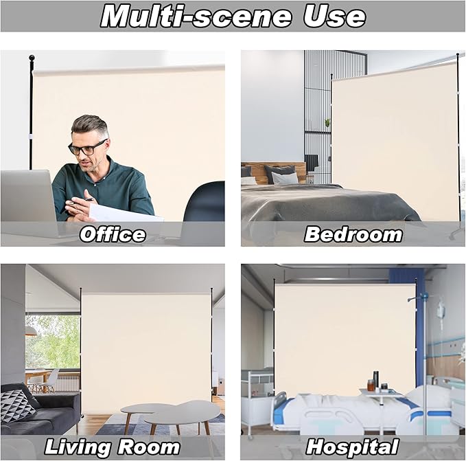 6FT Single Panel room divider with Wheels,Rolling Fabric room dividers for Partition privacy screens,Freesting Wall Divider for Home Office,Hospital,(Beige)
