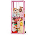 Stuffed Animal Zoo Storage Stuffed Animal Holder PVC Plush Storage Organizer Shelf with Elastic Band for Nursery Play Room Bedroom (Pink)