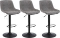 Bar Stools, Swivel Counter Height Barstools with Back, Adjustable Modern Bar Chairs, Tall Armless PU Leather Kitchen Island Stool (Grey, Set of 3)