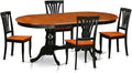 East West Furniture PLAV5-BCH-W 5 Piece Dining Room Furniture Set Includes an Oval Kitchen Table with Butterfly Leaf and 4 Dining Chairs, 42x78 Inch, Black & Cherry