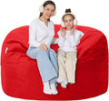 4FT Bean Bag Chair with Ultra Soft Velvet Cover Bean Bag Sofa with Memory Foam Bean Bag Chairs with Large Size Lazy Sofa for Dorm Office Living Room Bedroom Red 4'
