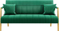 Yaheetech 56.5" W Modern Sofa Small Sofa Luxurious Velvet Fabric Couch with Gold-Tone Metal Arms and Legs for Living Room, Home Office, Studio Green
