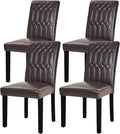 VECELO Upholstered Dining Chairs Set of 4, Modern PU Leather Accent Parsons, Solid Wood Legs w/Rubber Footpads, for Living Room Kitchen, Coffee