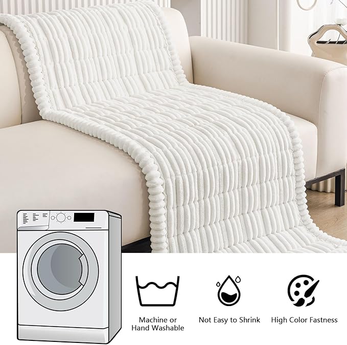 Smiry Couch Cover for Dogs Washable, Non Slip Fuzzy Pet Couch Covers for 3 Cushion Sofa Pet Friendly, Thick Soft Sofa Slipcovers Cushion Protector (White, 27.6" x 82.7")