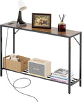 VEVOR Narrow Console Table, 41.7" Behind Couch Shelf with Power Outlets, 2-Tier Long Entryway Shelf, Sofa Table with Metal Frame and Charge Station, for Entryway, Hallway, Living Room