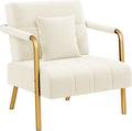 Yaheetech 30" W Modern Sofa Small Sofa Luxurious Velvet Fabric Couch with Gold-Tone Metal Arms and Legs for Living Room, Home Office, Studio Beige