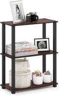 Furinno Turn-S-Tube 3-Tier Compact Multipurpose Shelf Display Rack with Square Tube, Dark Cherry/Black