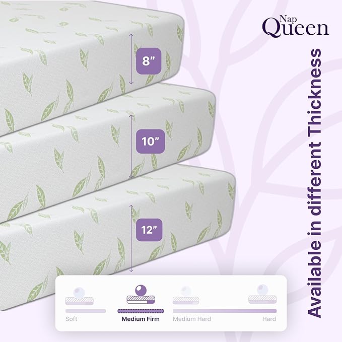 NapQueen Queen Size, 6 Inch Anula Green Tea Infused Memory Foam Mattress, Bed in a Box, CertiPUR-US Certified Mattress