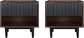 Manhattan Comfort Duane Modern Ribbed Nightstand Set of 2, Bedside Table with Full Extension Drawer and Open Shelf, Industrial Chic Living Room and Bedroom Furniture, Black