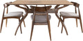 Christopher Knight Home Barron Fabric and Walnut Wood Dining Set, 5-Pcs Set, Light Grey / Walnut