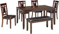 Signature Design by Ashley Bennox Dining Room Set, Includes Table, 4 18" Chairs & Bench, Brown