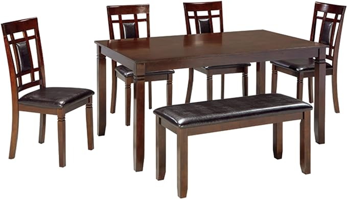 Signature Design by Ashley Bennox Dining Room Set, Includes Table, 4 18" Chairs & Bench, Brown