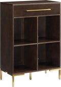 Crosley Furniture Juno Cube Bookcase and Record Player Stand with Storage for Vinyl Records, Dark Brown
