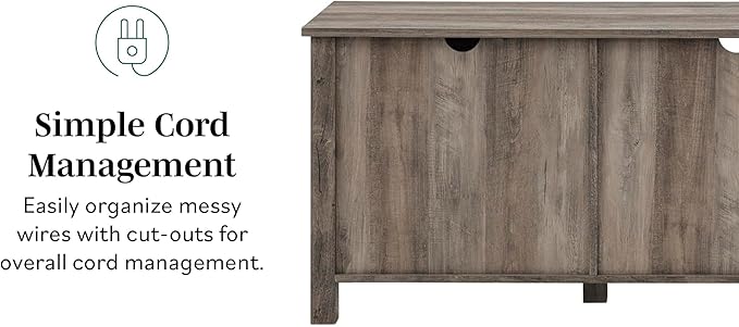 Walker Edison Portsmouth Classic 2 Glass Door TV Stand for TVs up to 80 Inches, 70 Inch, Birch