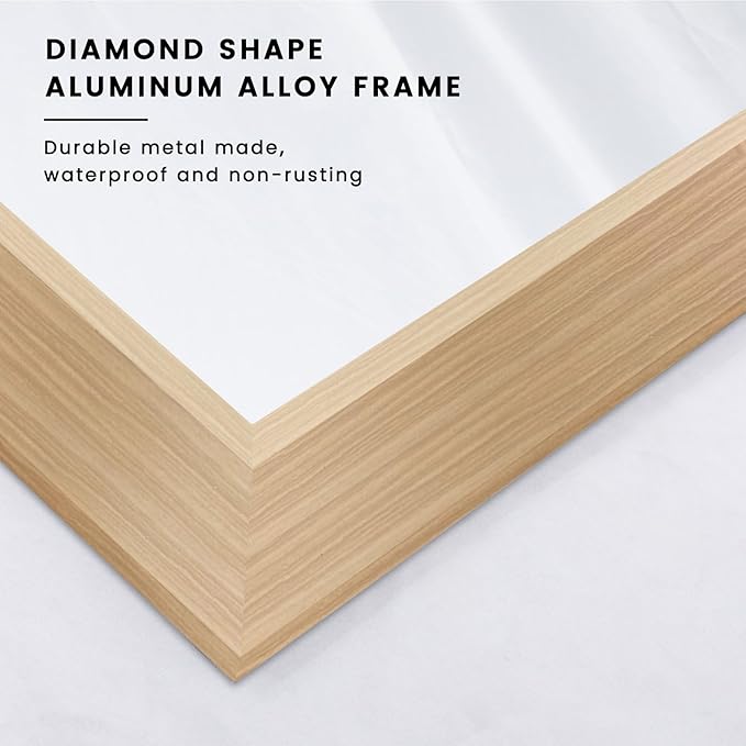 Amorho 20X30 Inch Bathroom Mirror for Wall, Oak Wood Grain Metal Framed Mirror, Anti-Rust, Hang Horizontally/Vertically, Suitable for Bedroom, Farmhouse, Bathroom, Decorative