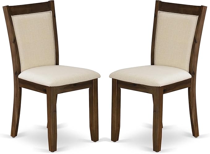 East West Furniture DLMZ5-AWA-32 5 Piece Dining Room Furniture Set Includes a Round Kitchen Table with Dropleaf and 4 Parson Chairs, 42x42 Inch, Antique Walnut