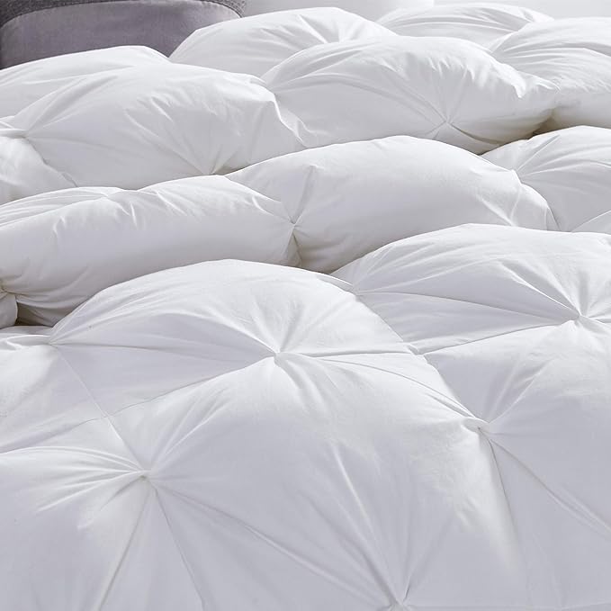 Luxurious All-Season Goose Down Comforter California King (Cal King) Size Duvet Insert, Exquisite Pinch Pleat Design, 1200 Thread Count 100% Egyptian Cotton, 75 oz Fill Weight, White