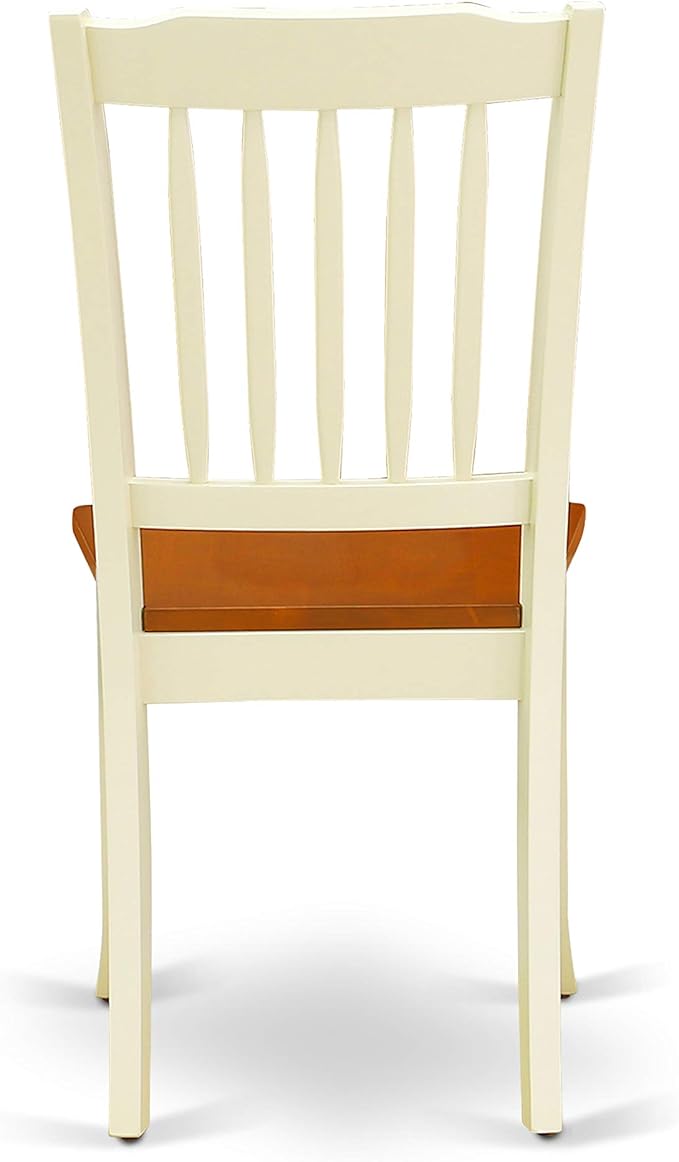 East West Furniture MZDA5-WHI-W 5 Piece Dining Set Includes a Rectangle Dining Room Table with Dropleaf and 4 Wood Seat Chairs, 36x54 Inch, Buttermilk & Cherry