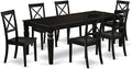 East West Furniture LGBO7-BLK-W 7 Piece Dining Set Consist of a Rectangle Dining Room Table with Butterfly Leaf and 6 Wood Seat Chairs, 42x84 Inch, Black