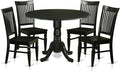 East West Furniture DLWE5-BLK-W 5 Piece Dinette Set for 4 Includes a Round Dining Table with Dropleaf and 4 Dining Room Chairs, 42x42 Inch, Black