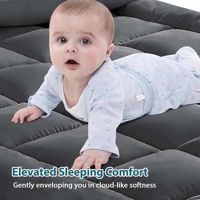 CYMULA Mattress Topper Queen Size - Extra Thick Cooling Mattress Pad Cover for Back Pain - Soft Mattress Protector Firm Bed Topper Pillow Top with 8-21 Inch Deep Pocket 3D Snow Down Alternative Fill