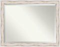 Amanti Art White Bathroom Mirror for Over Sink, 35x45 Alexandria White Wash Rectangle Vanity Mirror, X-Large Coastal Wood Frame, Hangs Horizonally and Vertically, Bathroom Wall Decor, Beveled Edge