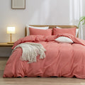 BESTOUCH Duvet Cover Set 100% Washed Cotton Linen Feel Super Soft Comfortable Chic Lightweight 2 PCs Home Bedding Set Solid Orange Twin/Twin XL