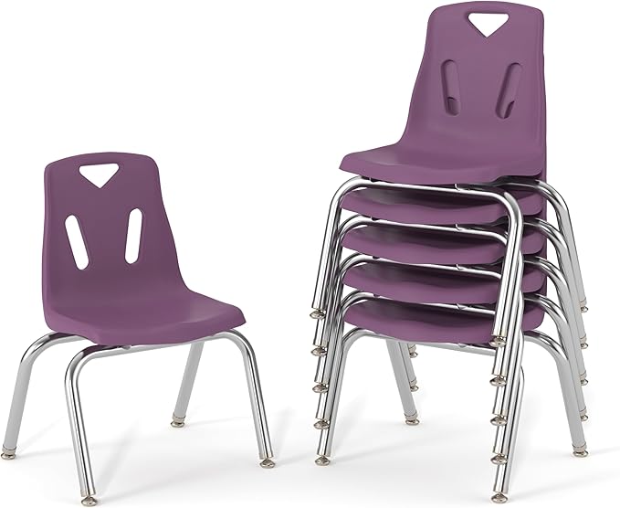 Berries Jonti-Craft 8148JC6004 Stacking Chairs with Chrome-Plated Legs, 18" Height, Purple, Pack of 6