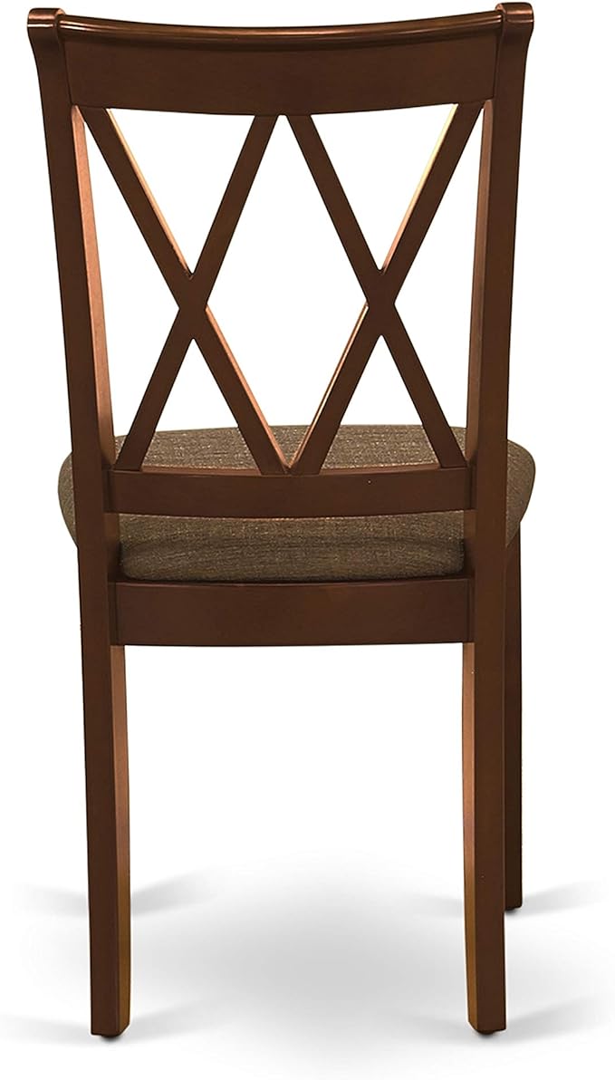East West Furniture MZCL3-MAH-C 3 Piece Dining Table Set for Small Spaces Contains a Rectangle Dining Room Table with Dropleaf and 2 Linen Fabric Upholstered Chairs, 36x54 Inch, Mahogany