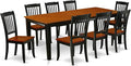 East West Furniture QUDA9-BCH-W 9 Piece Modern Dining Table Set Includes a Rectangle Wooden Table with Butterfly Leaf and 8 Dining Room Chairs, 40x78 Inch, Black & Cherry