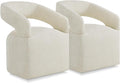 Upholstered Dining Chairs with Casters Easy Assembly Require Modern Barrel Armchair with Rollers for Diningroom Bedroom Livingroom Reading Room,Set of 2,Cream Beige