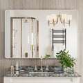 White Bathroom Mirror 48x32 Inch, White Metal Framed Bathroom Mirror for Wall, Rounded Rectangle Matte Bathroom Vanity Mirror, Tempered Glass, Anti-Rust, Horizontal/Vertical