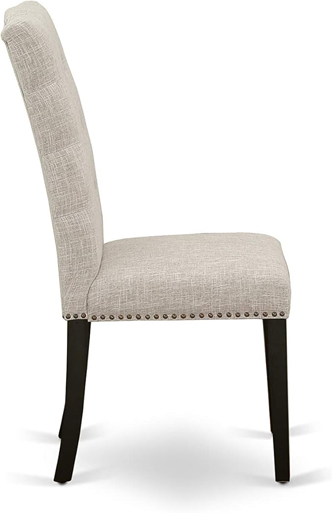 East West Furniture X677EL635-5 5 Piece Kitchen Table & Chairs Set Includes a Rectangle Dining Room Table with X-Legs and 4 Doeskin Linen Fabric Parsons Chairs, 40x72 Inch, Multi-Color