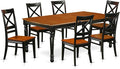 East West Furniture DOQU7-BCH-W 7 Piece Dining Table Set Consist of a Rectangle Dining Room Table with Butterfly Leaf and 6 Wood Seat Chairs, 42x78 Inch, Black & Cherry