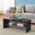 Panana 2-Tier Coffee Table Simple Couch Sofa Side End Table Tea Accent Table for Living Room Office, 39.4" x 15.7" x 15.7" (Black)