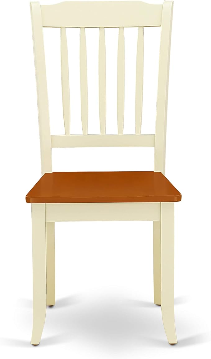 East West Furniture DODA5-BMK-W 5 Piece Dining Set Includes a Rectangle Dining Room Table with Butterfly Leaf and 4 Wood Seat Chairs, 42x78 Inch, Buttermilk & Cherry