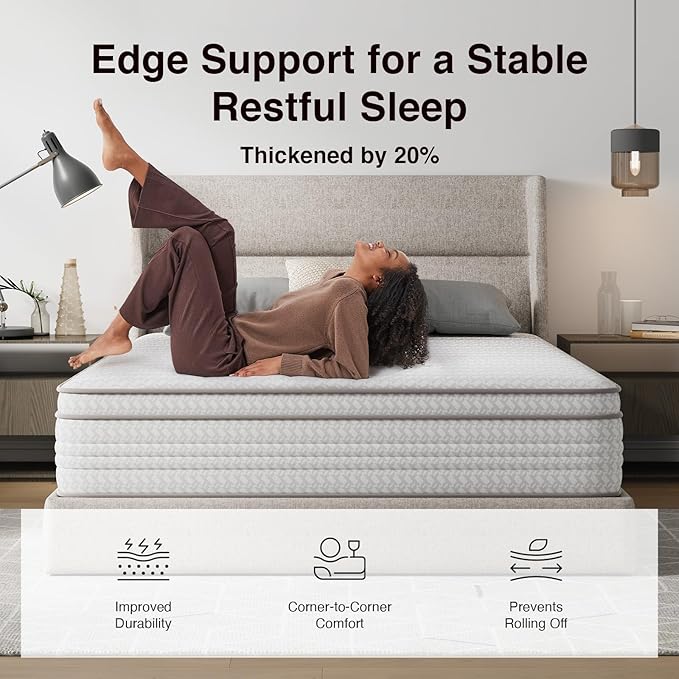 Novilla Queen Mattress, 10 Inch Queen Size Mattresses in a Box with Smarts™ Pocket Coil for Pressure Relief, Medium Firm Foam and Spring Hybrid Colchones with CertiPUR-US Certified