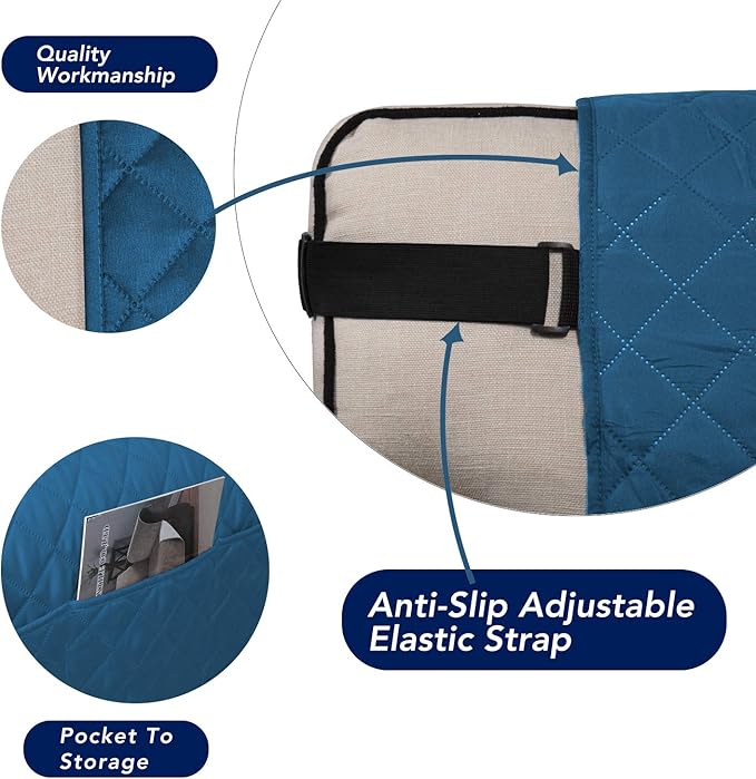 PureFit Reversible Sofa Cover Water Resistant Loveseat Couch Cover, Machine Washable Furniture Cover with Non-Slip Foam and Adjustable Strap for Dogs, Pets (Loveseat, Peacock Blue/Ivory)