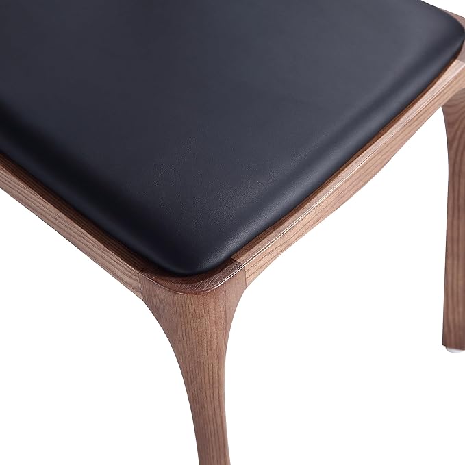 Manhattan Comfort Moderno Stackable Dining Chairs with Leatherette Upholstered Seat, Foam Padding & Solid Wood Frame, Suitable for Kitchen or Restaurant Usage, Set of 2, Black