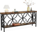 LITTLE TREE Sofa Table, 70.9 Inch Industrial Behind Couch Table with Storage Shelves, Narrow Long Console Table for Entryway, Living Room, Foyer, Hallway, Office