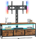 JUSTOGO TV Stand with Mount and Power Outlet, TV Stand with Drawers Storage for Living Room Bedroom, LED Entertainment Center for 45/55/60/65 inch, Height Adjustable Media Console, Rustic