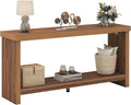 63 Inches Narrow Console Table, 2-Tier Long Sofa Tables Behind Couch Table, Farmhouse Foyer Tables for Entryway, Hallway, Living Room, Rustic Brown