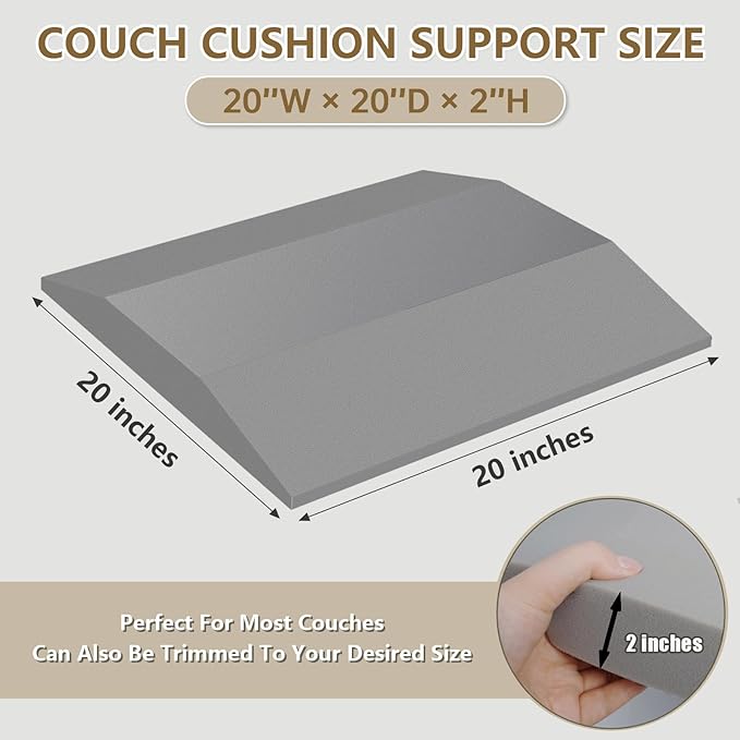 3 Pcs Couch Cushion Support for Sagging Seat High Density Trapezoidal Couch Supports for Sagging Cushions Grey Sofa Cushion Support Under Couch Cushion Support Fixes The Sag Problem