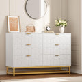 GAOMON White Dresser for Bedroom,Modern 6 Drawer Double Dresser with Gold Handles,Long Storage Organizer for TV Stand & Closet,Large Chest of Drawers for Living Room,Hallway,Entryway