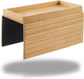 DETOR Couch Arm Tray, Foldable Sofa TV Tray with Capacious 12.4" x 5.4" Storage Box, Natural Bamboo Finish, Enhanced Nonslip Felt Bottom, Sturdy Bamboo Slats Material | for Armrests 6" and Wider
